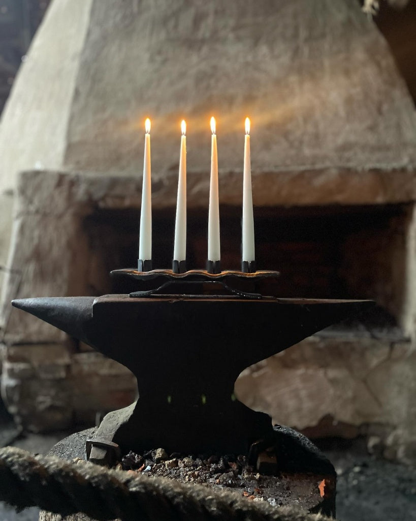 adventljusstake i smide, konstsmide från wira bruk, smide ljusstake