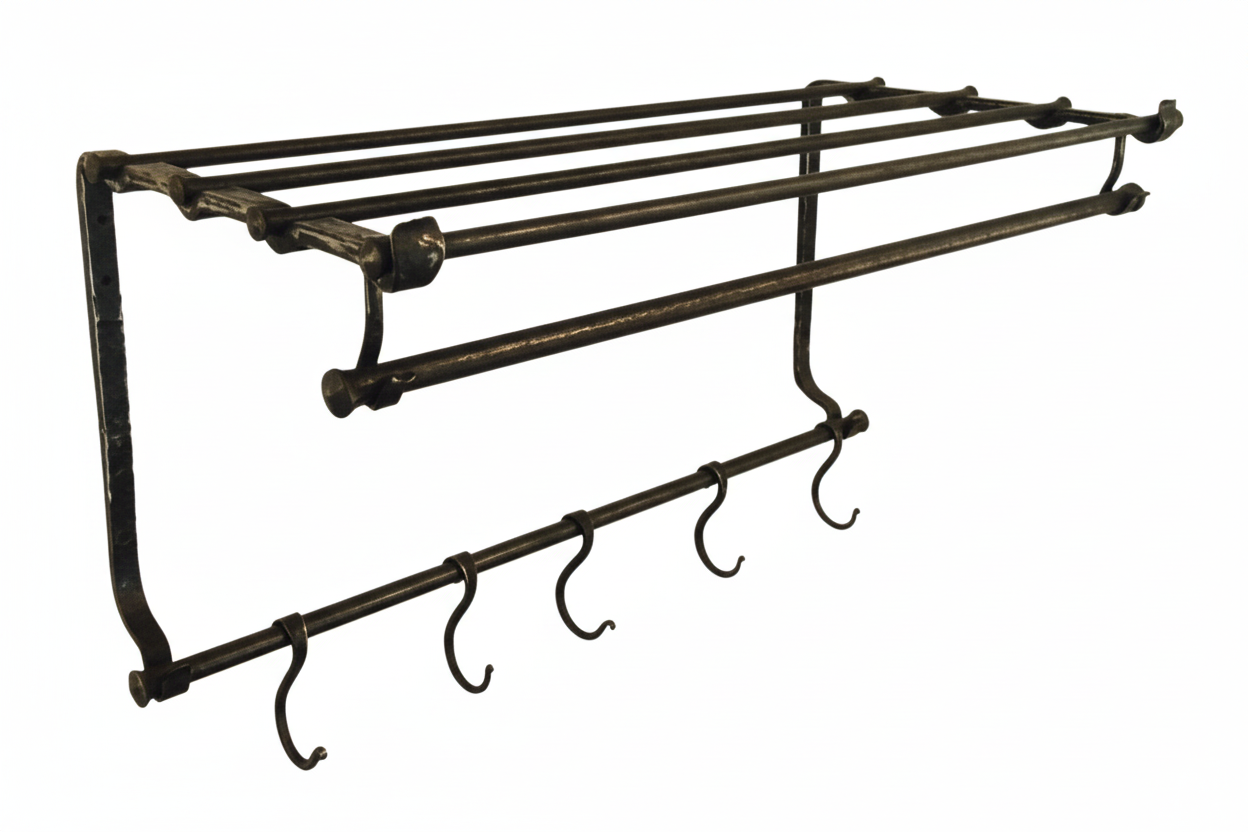 Hatthylla inkl. krokar i smide – 70–160 cm, handsmitt järn | Wira Bruk