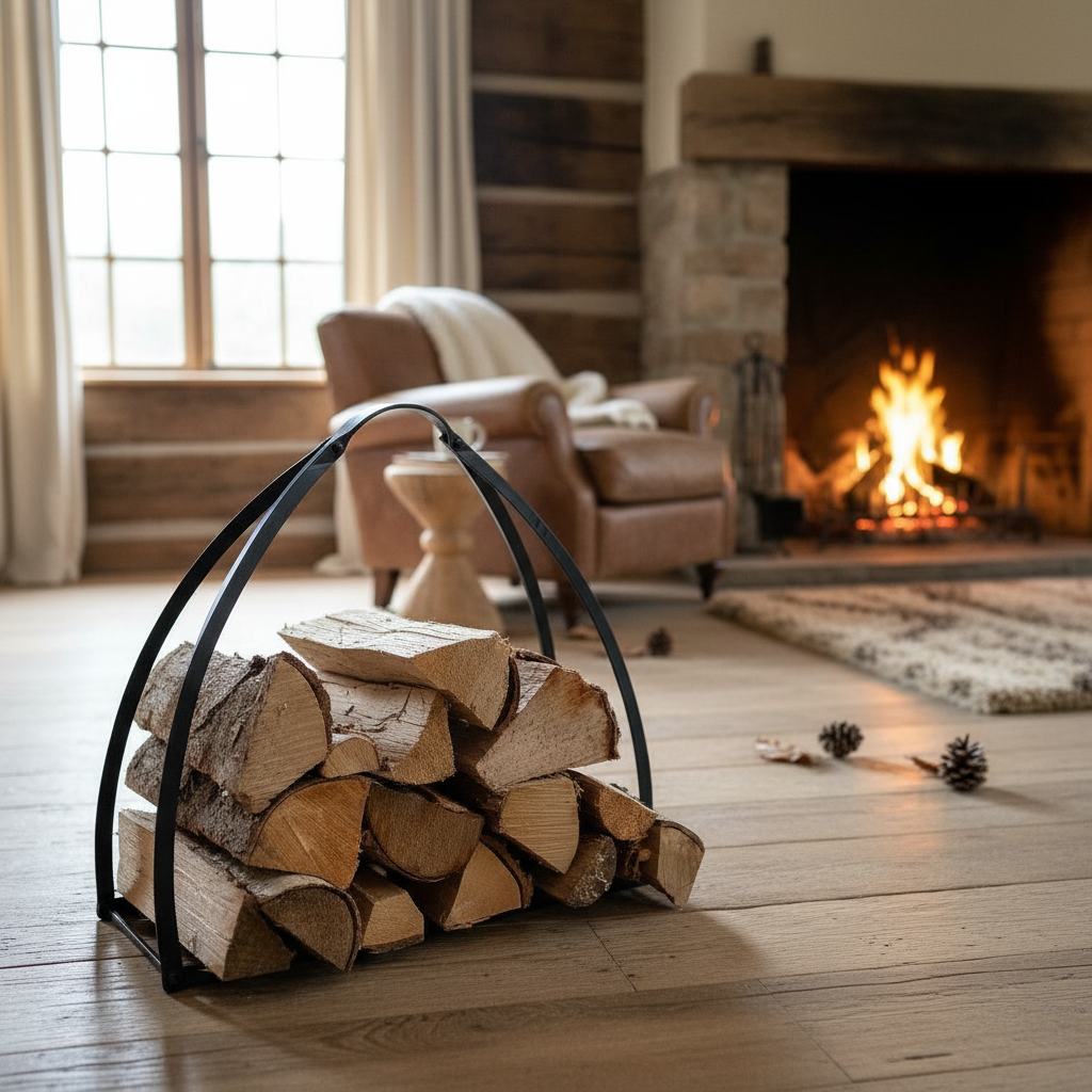 Vedkorg lantlig miljöbild